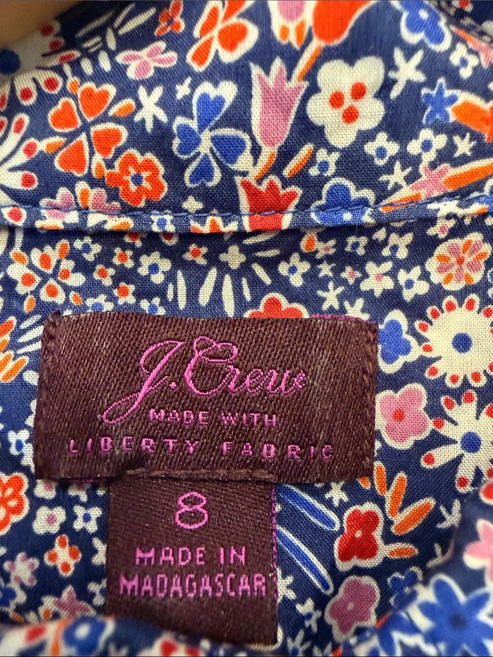 J‎ Crew Liberty Fabric Cotton Blouse Size 8